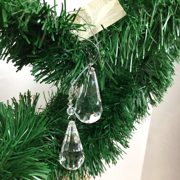 Macy's Holiday Acrylic Beaded Teardrop Christmas Tree Ornament Vtg